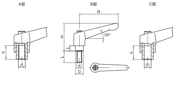 HY8310.12-7可調(diào)位緊定手柄結(jié)構(gòu)圖