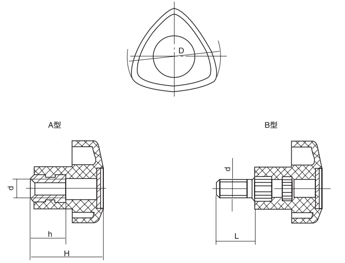 HY8314.20三棱把手結(jié)構(gòu)圖